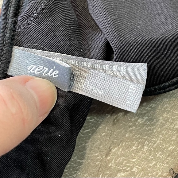 aerie Black Crochet Halter Bikini Top XS - Picture 5 of 6